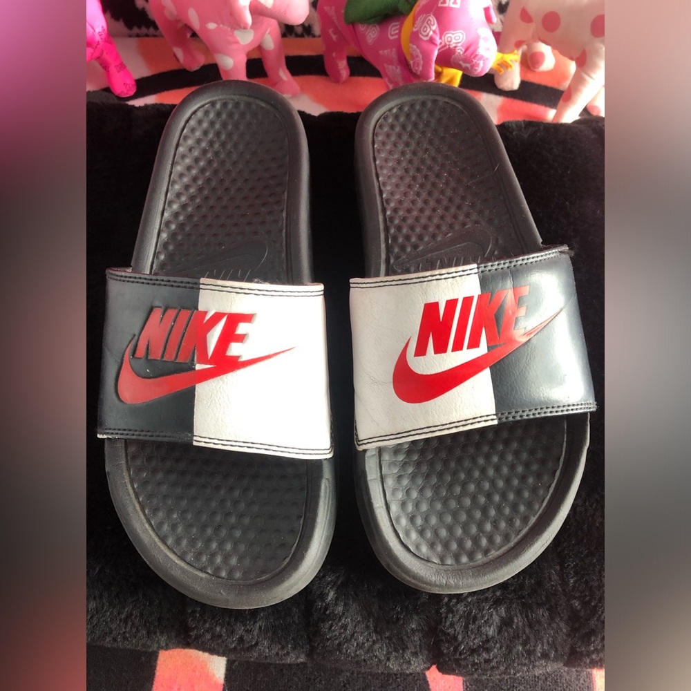 Rare Nike Benassi Scarface Style Black, White and Red Slides